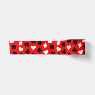 Black Red and White Casino Card Suits Satin Ribbon