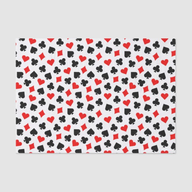 Black Red and White Casino Card Suits Tissue Paper (Front)