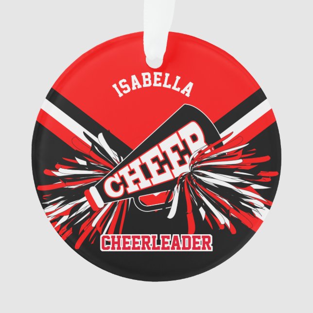 Black, Red and White Cheerleader Ornament (Front)