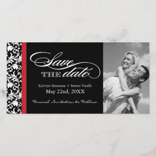 Black, Red and White Damask  Save The Date