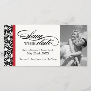Black, Red and White Damask  Save The Date