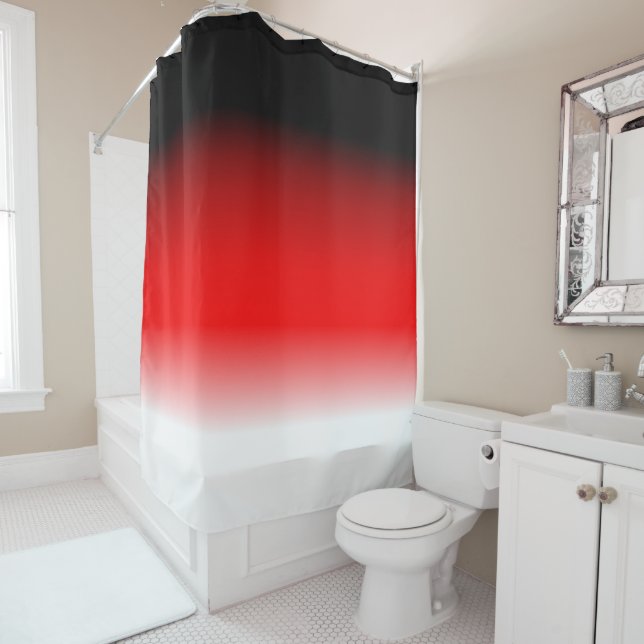 Black, Red and White Gradient Shower Curtain (In Situ)