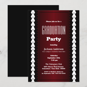 Black Red and White Graduation Party Invitation