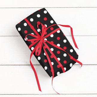 Black Red and White Polka Dot Wrapping Paper