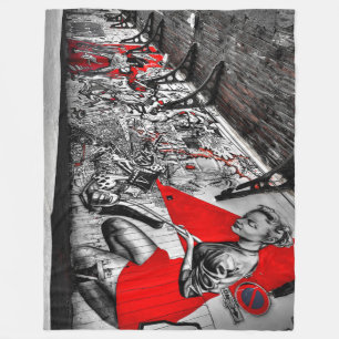 Black, Red and White Street Art Graffiti Blanket