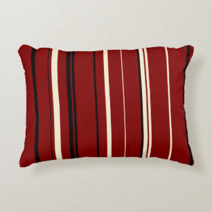 Black Red and White Stripes Accent Pillow