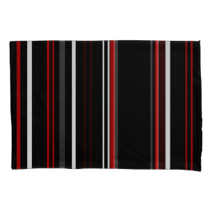 Black Red and White Stripes Pillowcase