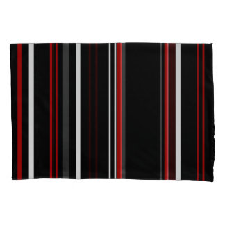 Black Red and White Stripes Pillowcase