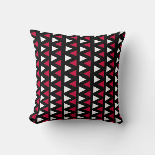 Black, Red and White Triangles Throw Pillow