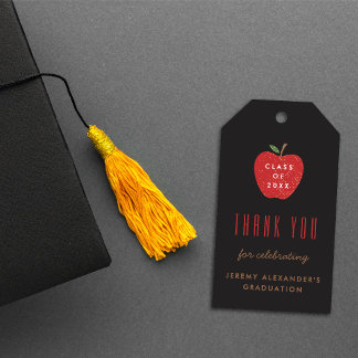 Black Red Apple Graduation Party Favor Gift Tag