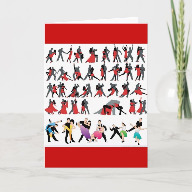 BLACK RED BALLROOM COLORFUL DANCERS DANCE DIGITAL CARD (Front)