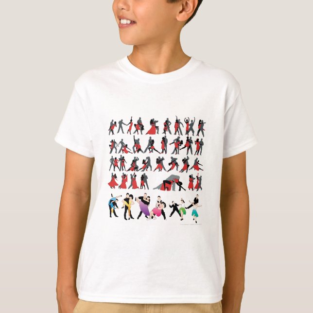 BLACK RED BALLROOM COLORFUL DANCERS DANCE DIGITAL T-Shirt (Front)
