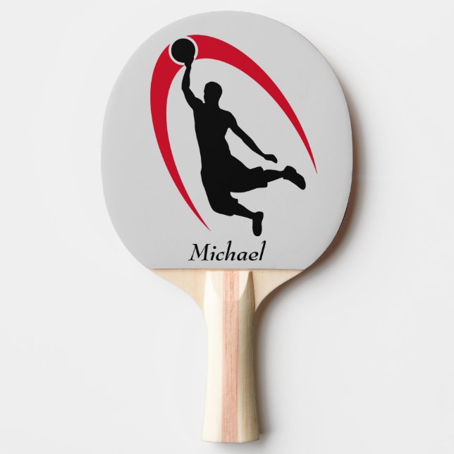Black Red Basketball Player Personalized Ping Pong Paddle (Front)