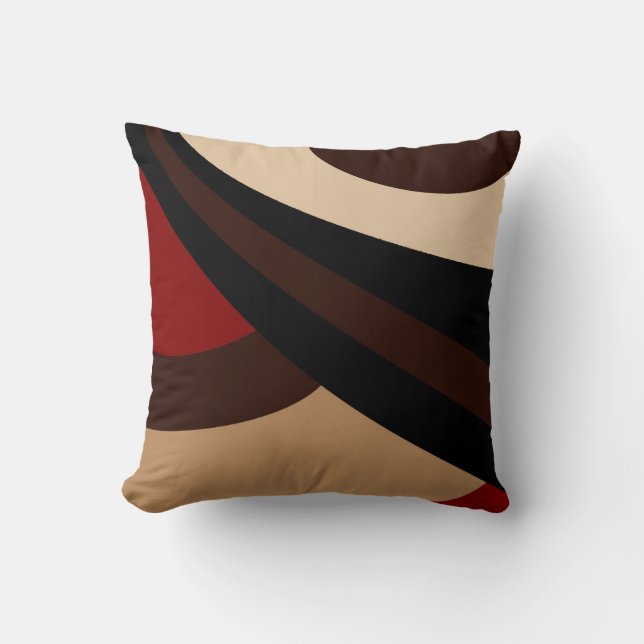 Black, Red, Beige, Brown Modern Design Throw Pillow (Front)