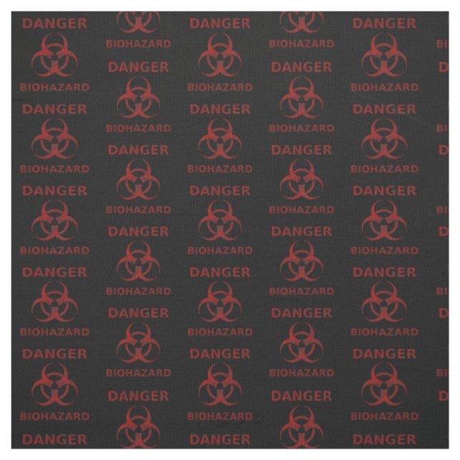 Black & Red Biohazard Warning Fabric (Swatch)