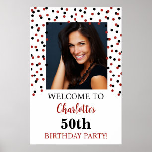 Black Red Birthday Party Custom 20x30 Photo Poster