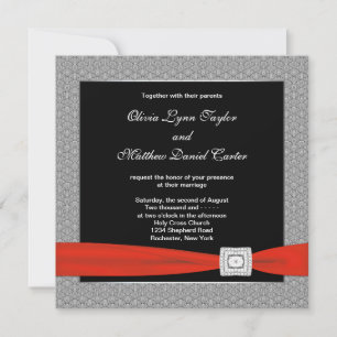 Black Red Black Wedding Invitation