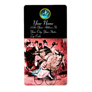BLACK RED BLUE BICYCLE WEDDING MONOGRAM