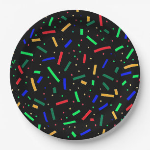 Black Red Blue Green sprinkles  Paper Plate