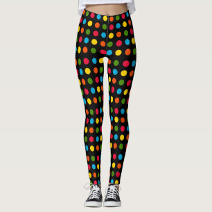 Black Red Blue Green Yellow Orange Polka Dot Leggings