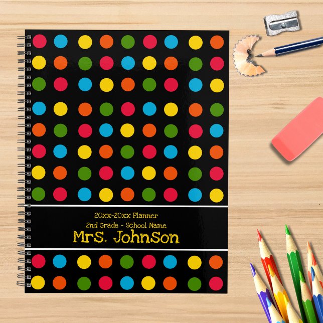 Black | Red Blue Green Yellow Orange Polka Dot Planner (Creator Uploaded)