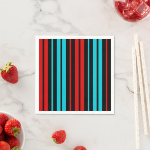 Black Red Blue Stripes Pattern Napkin