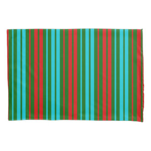 Black Red Blue Stripes Pattern   Pillowcase