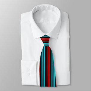 Black Red Blue Stripes Pattern Tie