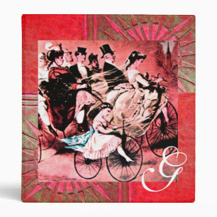 BLACK RED BLUE WHITE BICYCLE WEDDING MONOGRAM BINDER