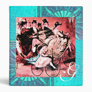 BLACK RED BLUE WHITE BICYCLE WEDDING MONOGRAM BINDER