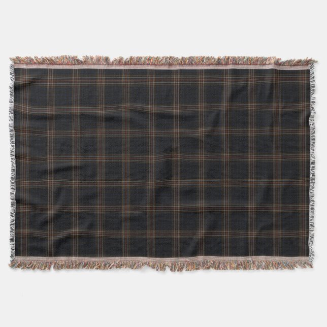 Black Red Blue Yellow Tartan Plaid Throw Blanket (Front)