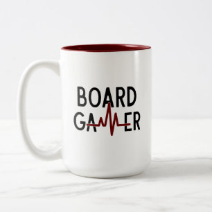 Black Red Board Gamer Heartbeat  Two-Tone Coffee Mug