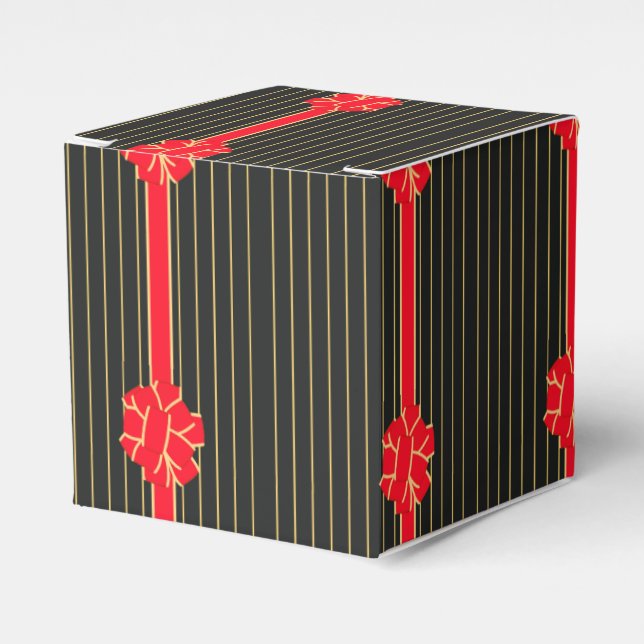 Black & Red Bow Favor Box (Front Side)