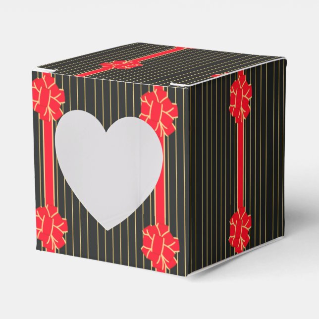Black & Red Bow Favor Box (Front Side)