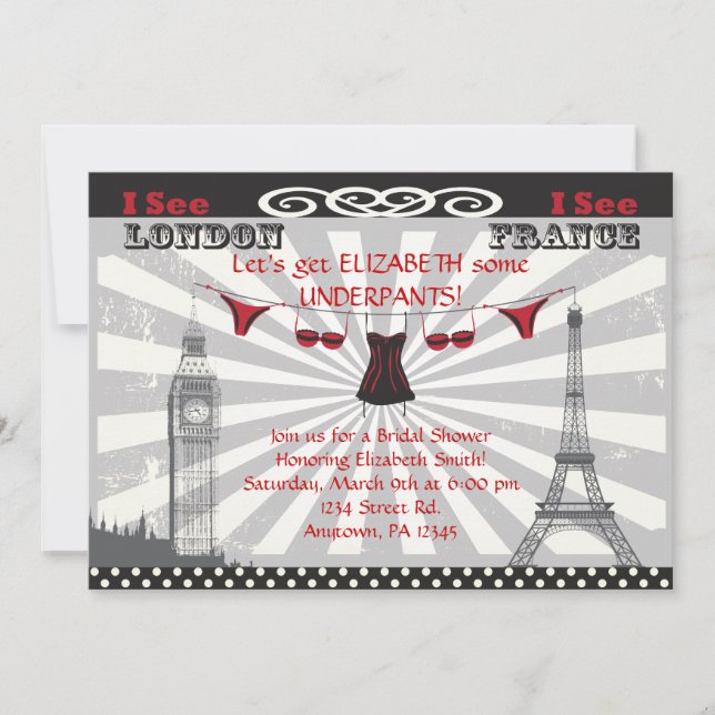 Black & Red Bridal Shower Invitations (Front)