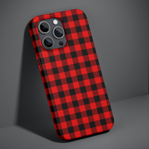 Black Red Buffalo Lumberjack Plaid Check Pattern iPhone 13 Pro Max Case
