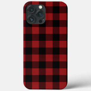 Black Red Buffalo Plaid Check iPhone 13 Pro Max Case