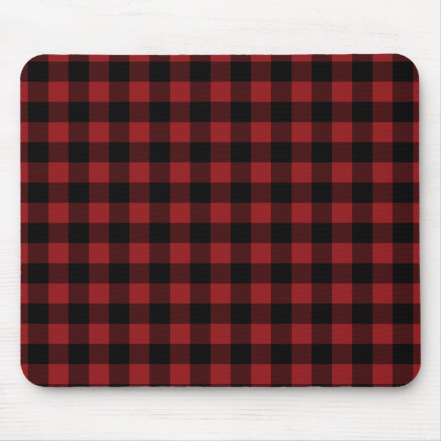 Black Red Buffalo Plaid Check Mouse Pad Gift (Front)