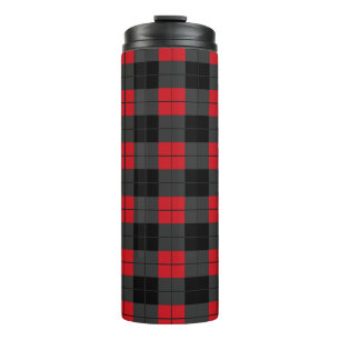 Black Red Buffalo Plaid Check Thermal Tumbler