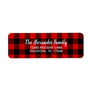 Black Red Buffalo Plaid Simple Script