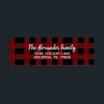 Black Red Buffalo Plaid Simple Script<br><div class="desc">This simple yet elegant return address label featuresour names and return address in white and lettered script on a black and red buffalo plaid check background. Coordinates well with other items from this collection:</div>