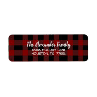 Black Red Buffalo Plaid Simple Script