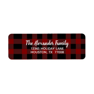 Black Red Buffalo Plaid Simple Script