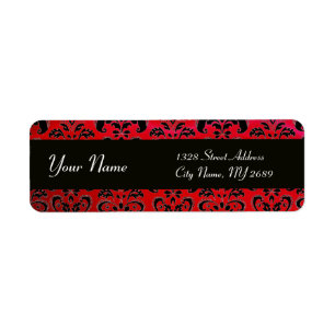 BLACK  RED BURGUNDY DAMASK