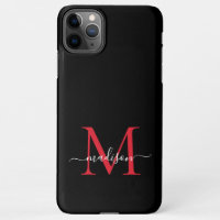 Black Red Burgundy Monogram Feminine Script Name