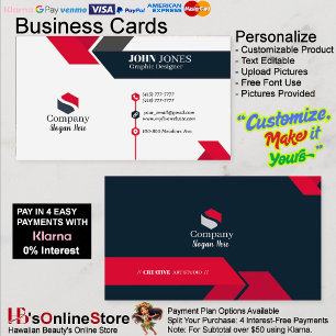 Black & Red Business Cards 11 Pack of 100