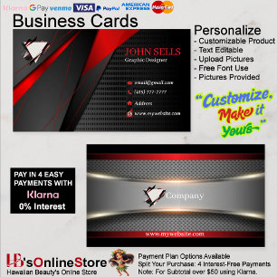 Black & Red Business Cards 51 Pack of 100