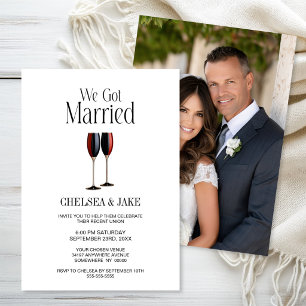 Black Red Champagne Glasses Wedding After Party Invitation