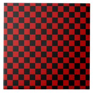 Black + Red Check Chequered Chequerboard Pattern Tile