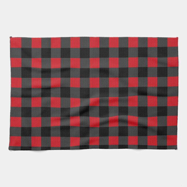 Black  & Red Checked Kitchen Towel (Horizontal)